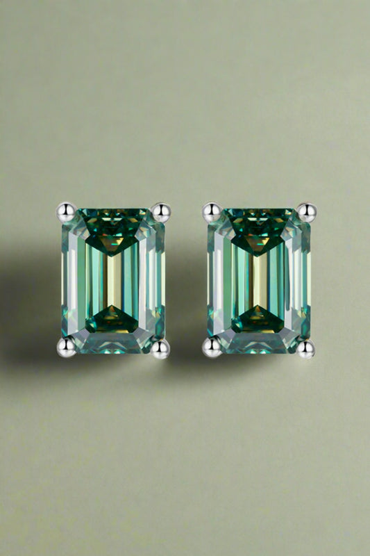 Sterling Silver 2 Carat Green Moissanite Stud Earrings Moissanite Jewelry Brides by Emilia Milan 