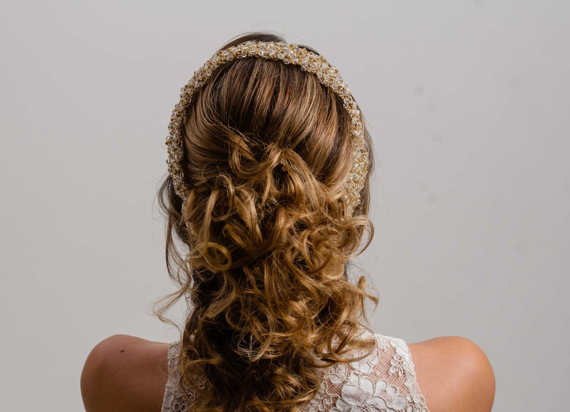 Catalina Gold Wedding Headband Wedding Hair Vines Brides by Emilia Milan 