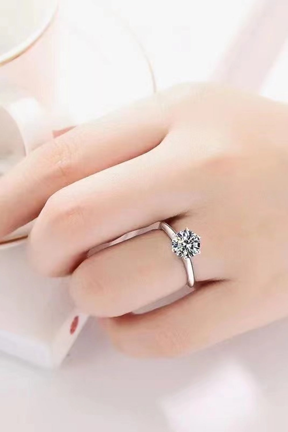 925 Sterling Silver 3 Carat Moissanite 6-Prong Ring Moissanite Jewelry Brides by Emilia Milan 