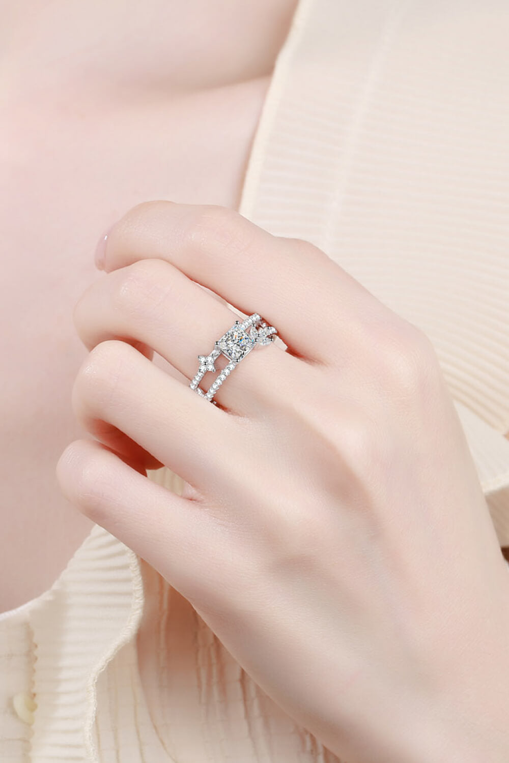 Moissanite Double Layered Ring Moissanite Jewelry Brides by Emilia Milan 